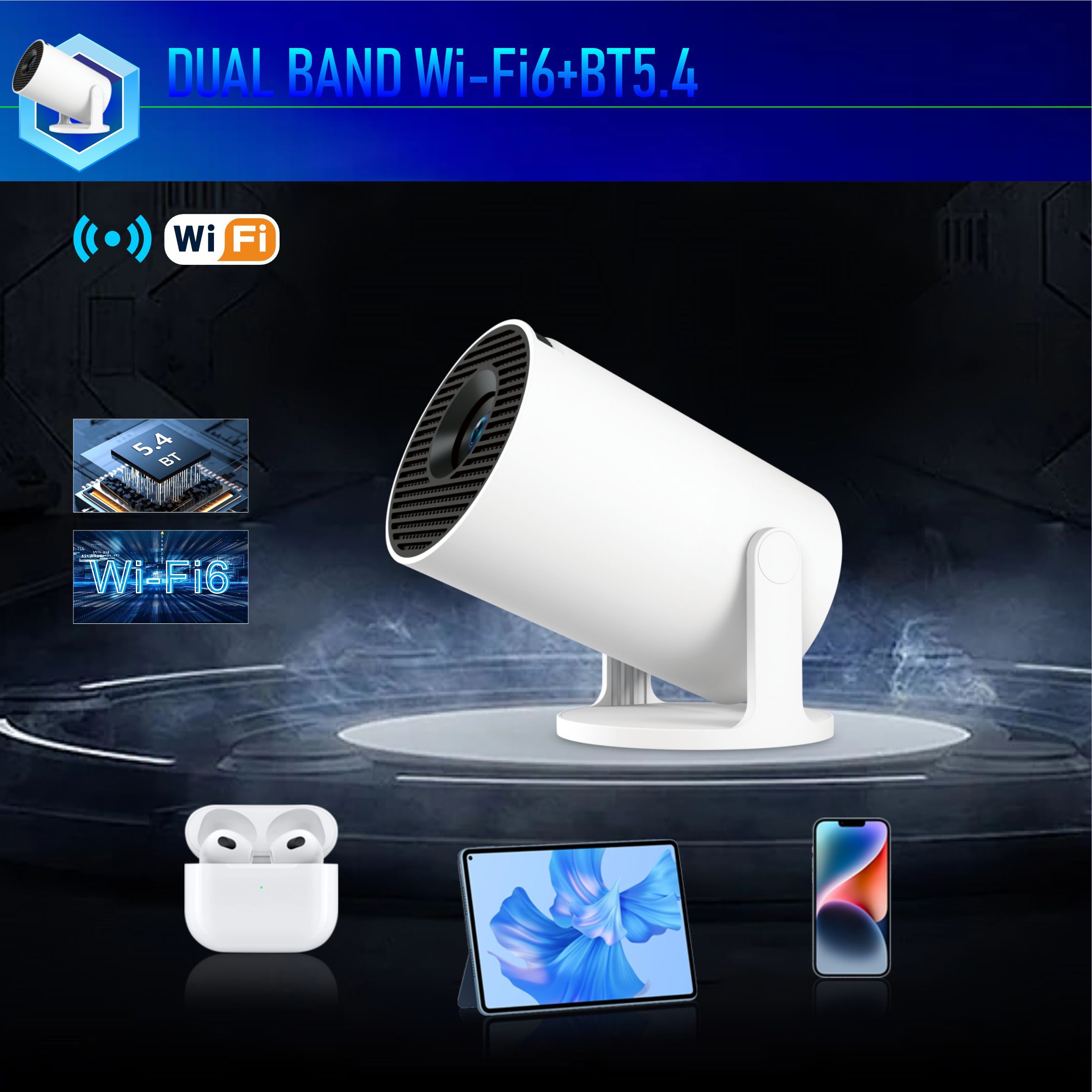 2026New Coming Original EAGLE SHADOW HY300Pro+(16CM) Portable Projector AirPlay DLNA Same Screen Mirroring 170 Ansi Auto Keystone Correction WIFI & Bluetooth Android 11 System Projector