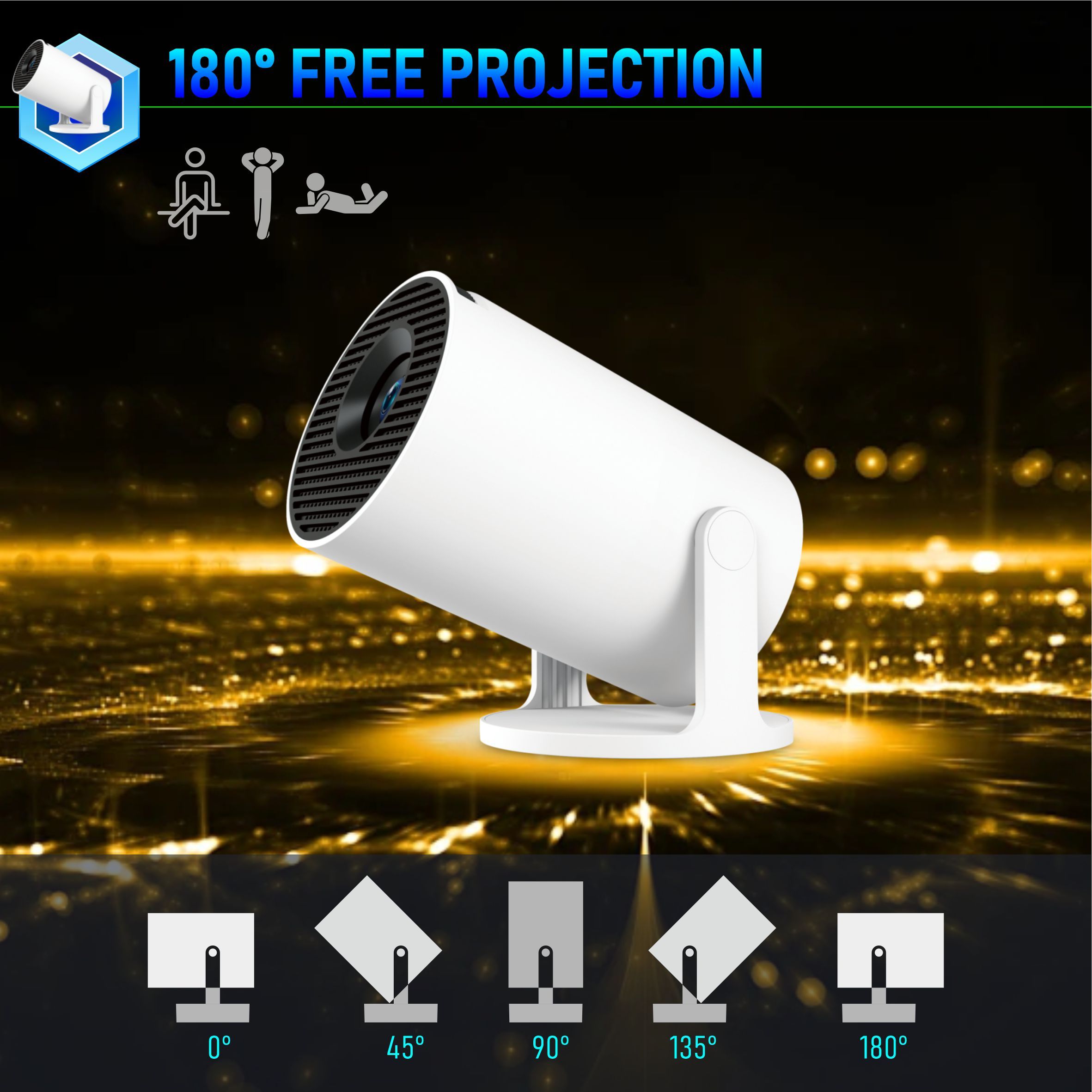 2026New Coming Original EAGLE SHADOW HY300Pro+(16CM) Portable Projector AirPlay DLNA Same Screen Mirroring 170 Ansi Auto Keystone Correction WIFI & Bluetooth Android 11 System Projector