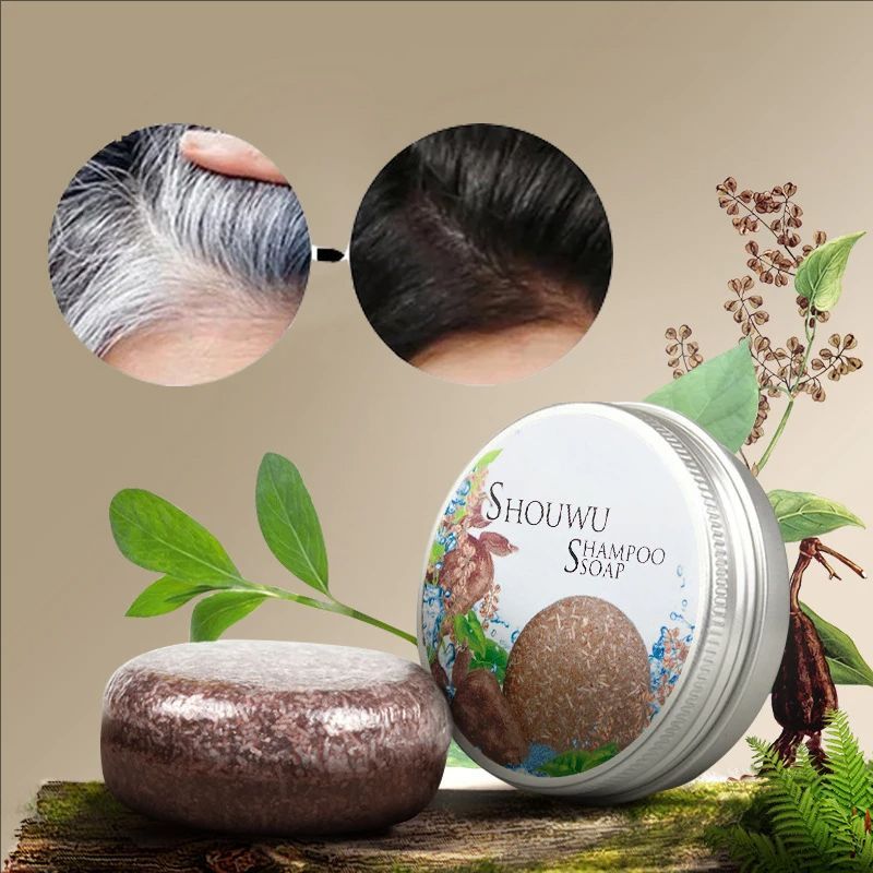 Hair Shampoo Bar Polygonum Essence Hair Darkening Shampoo Soap Organic Black Hair Shampoo Gray Hair Reverse Hair Scalp Cleansing