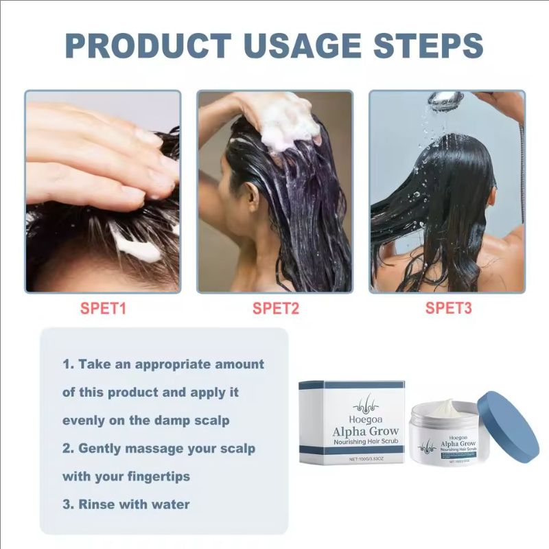 Alpha Grow Hair Scrub Nourish & Clarify Exfoliating Scalp Scrub Clean Scalp Dandruff Fluffy Moisturizing Firming Hair Care Scrub