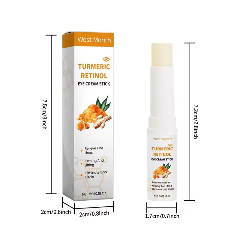 West Month 5g Turmeric Retinol Remove Dark Circles Eye Cream Stick Anti Eye Bags Puffiness Brightener Moisturizing Eye Cream