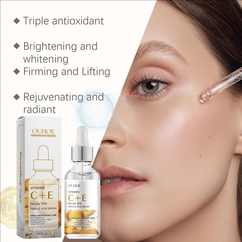 Ferulic Acid Serum Fade Fine Lines Firming Moisturizing Brightening Shrink Pores Vitamin C E Facial Essence Nourishing Skin Care