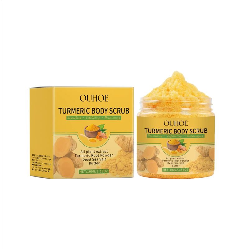 Turmeric Body Scrub for Women Men Lightening Exfoliate Remove Dead Skin Pore Cleansing Dark Inner Moisturising Smooth Skin Care