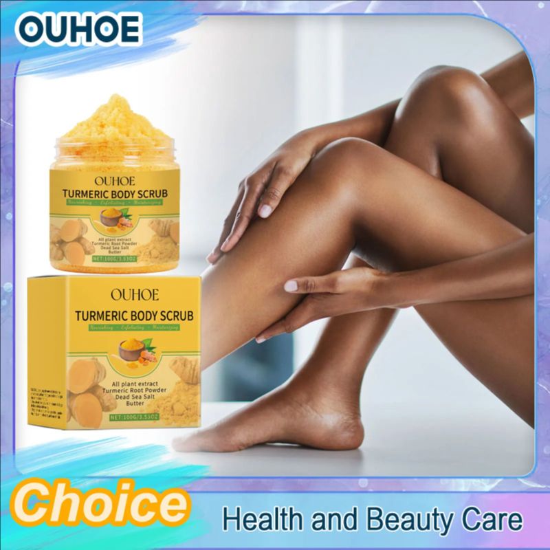Turmeric Body Scrub for Women Men Lightening Exfoliate Remove Dead Skin Pore Cleansing Dark Inner Moisturising Smooth Skin Care