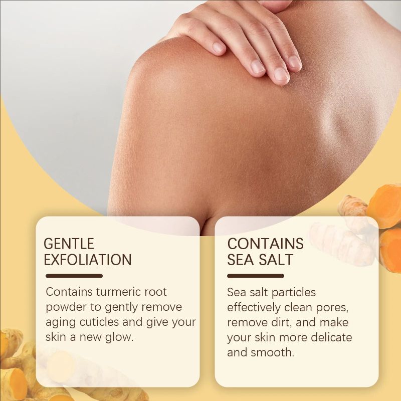 Turmeric Body Scrub for Women Men Lightening Exfoliate Remove Dead Skin Pore Cleansing Dark Inner Moisturising Smooth Skin Care