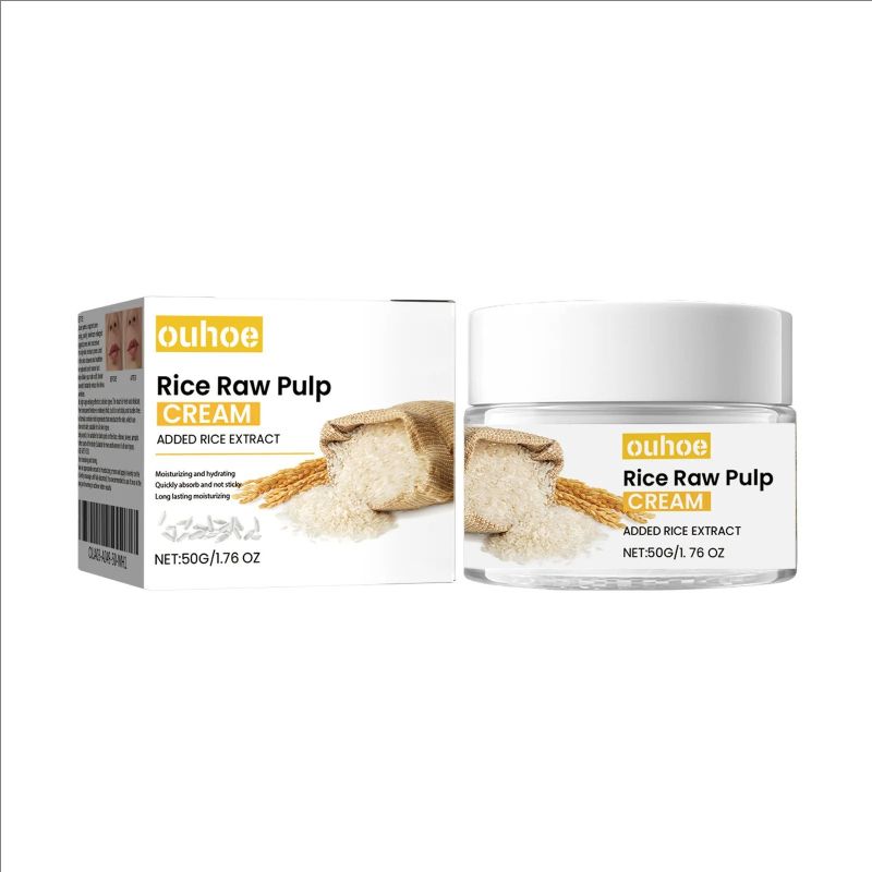 White Rice Face Cream Fade Fine Lines Firming Pores Nourishing Moisturizing Shrink Pores Repairing Rice Raw Pulp Face Cream 50g