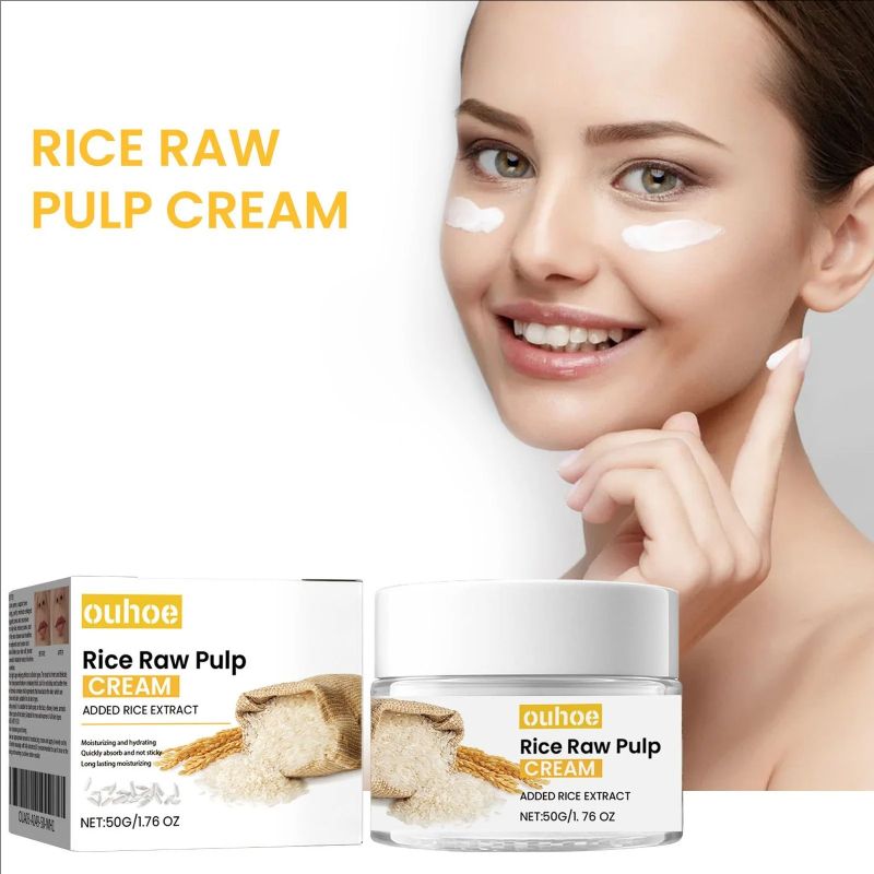White Rice Face Cream Fade Fine Lines Firming Pores Nourishing Moisturizing Shrink Pores Repairing Rice Raw Pulp Face Cream 50g