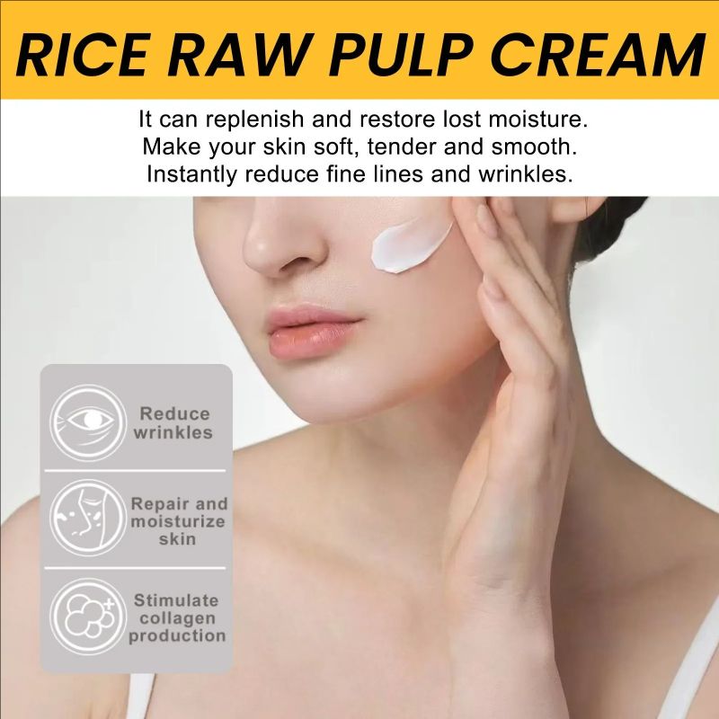 White Rice Face Cream Fade Fine Lines Firming Pores Nourishing Moisturizing Shrink Pores Repairing Rice Raw Pulp Face Cream 50g