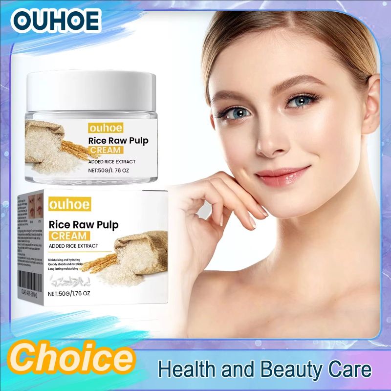 White Rice Face Cream Fade Fine Lines Firming Pores Nourishing Moisturizing Shrink Pores Repairing Rice Raw Pulp Face Cream 50g