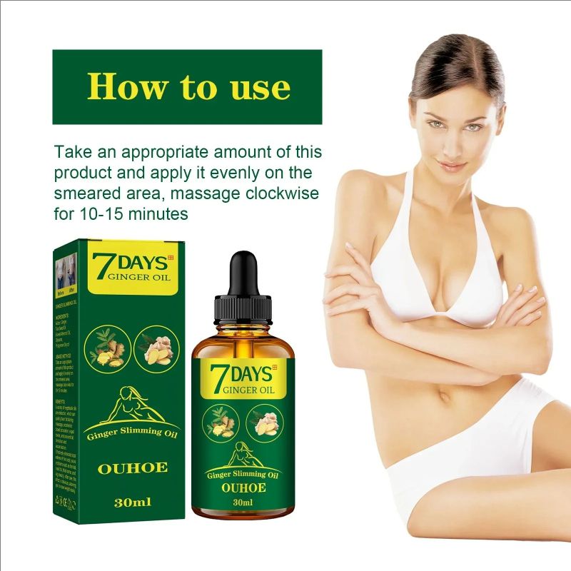 Ginger Slimming Oil Fast Burning Fat Thin Belly Thigh Full Body Shaping Anti Cellulite Weight Loss Massaging Essential Oil 30ml