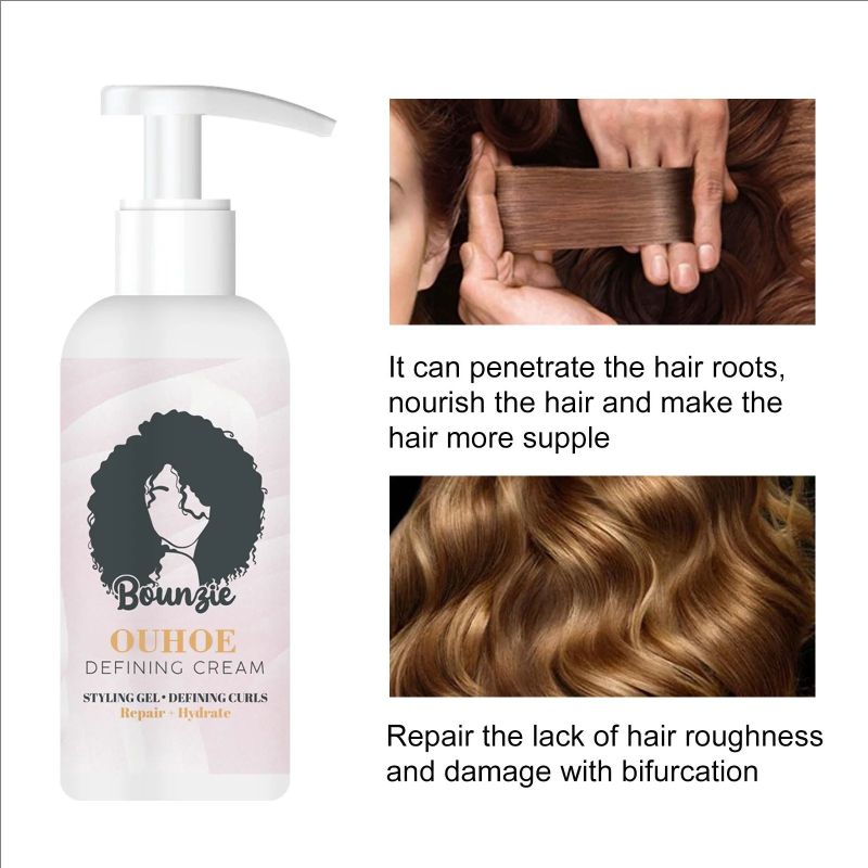 Hair Curling Cream Styling Sculpting Frizzy Wavy Boost Elastin Volumizing Fluffy Thickening Nourishing Enhance Hair Define Cream