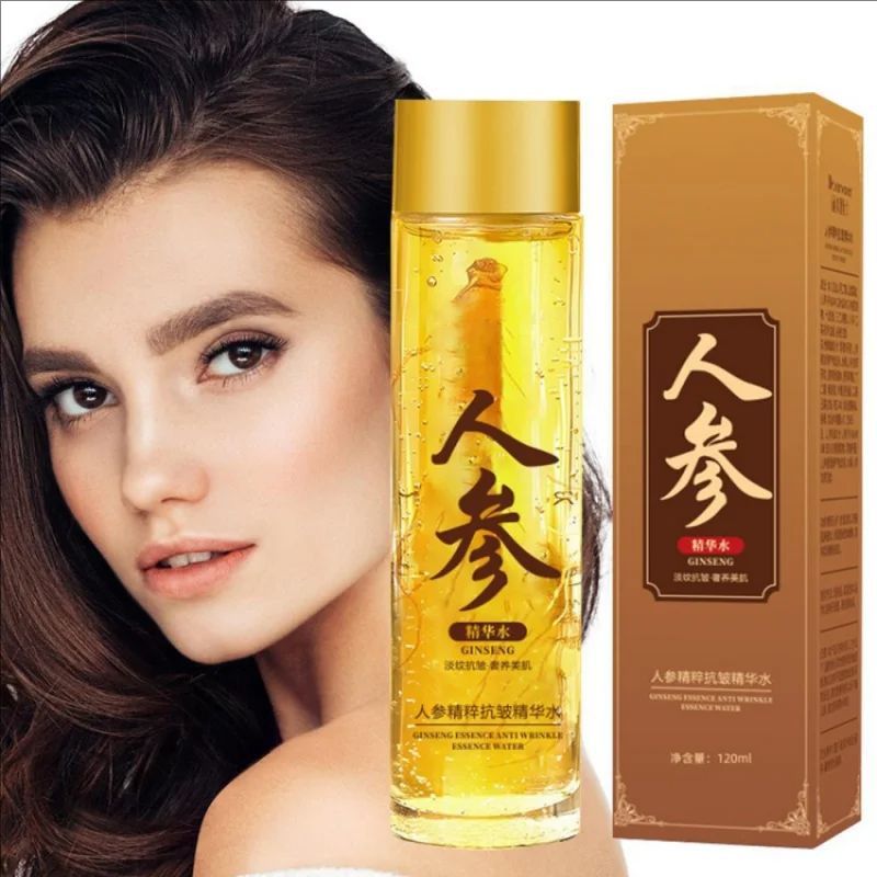 120ml Ginseng Toner Gold Ginseng Face Essence Polypeptide Lightning Moisturizing Smoothing Facial Serum For Skin Care