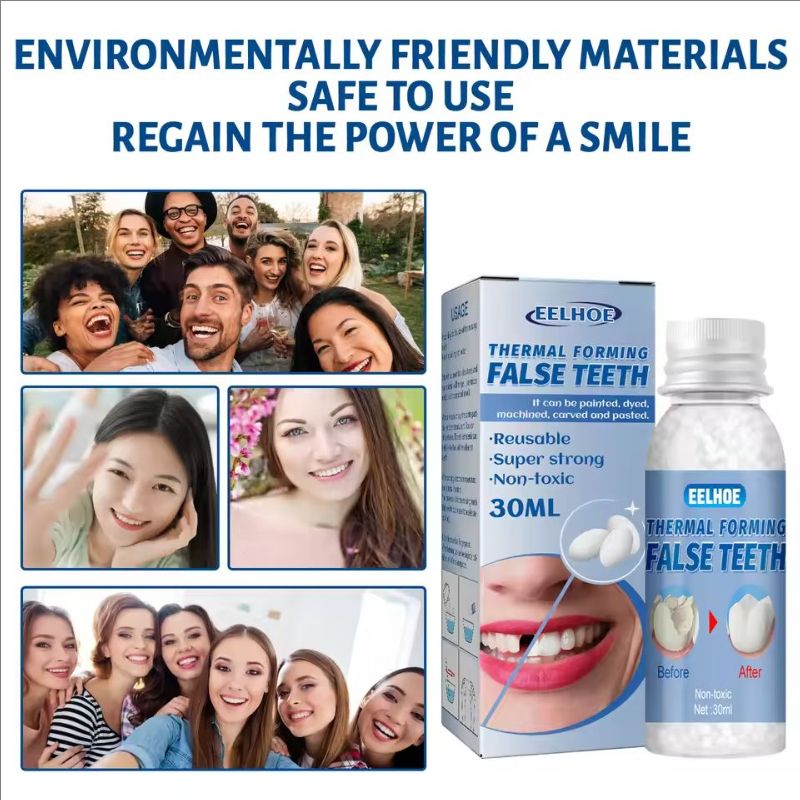 Eelhoe 30ml Temporary Resin Tooth Repair Glue Shapeable Teeth Gap Solid Glue Filling Diy Whitening False Teeth Dentures Adhesive