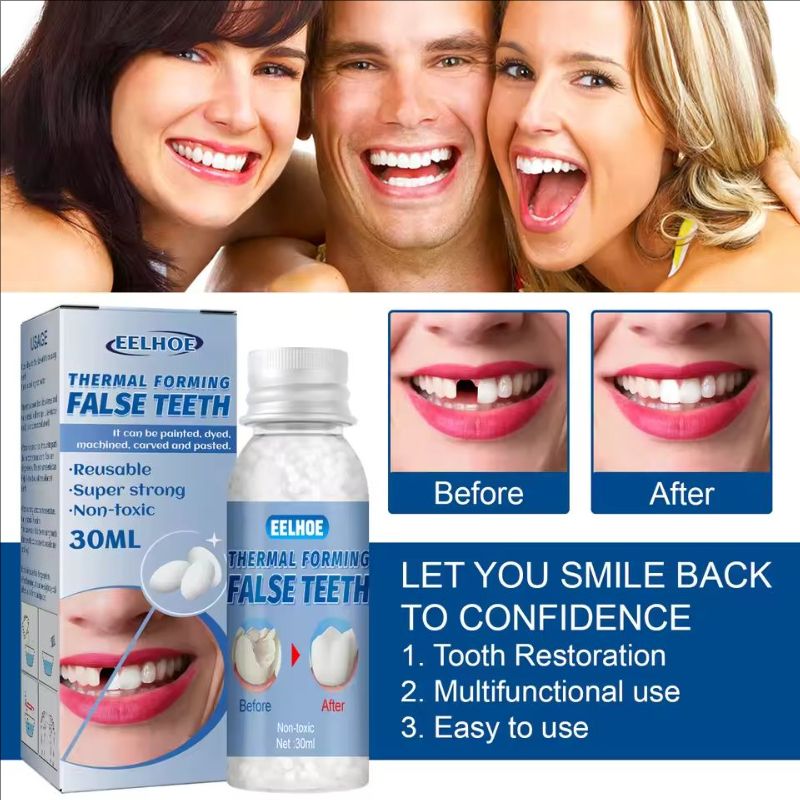 Eelhoe 30ml Temporary Resin Tooth Repair Glue Shapeable Teeth Gap Solid Glue Filling Diy Whitening False Teeth Dentures Adhesive