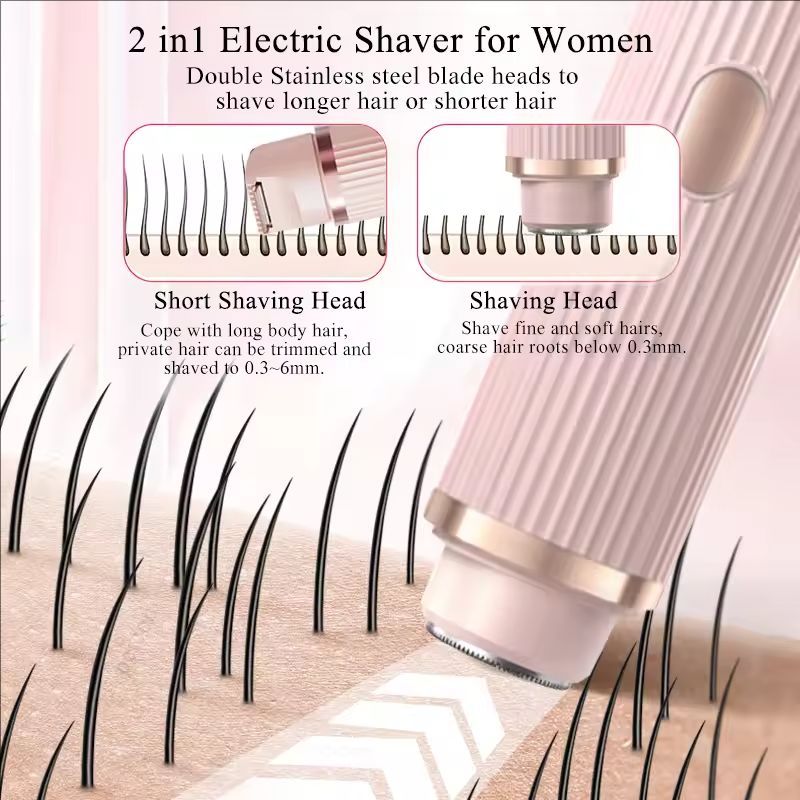 Beard Trimmer 2 in 1 Electric Shaver for Women Double Head Body Hair Removal Underarm Bikini Beard Hair Trimmer Electric Razor