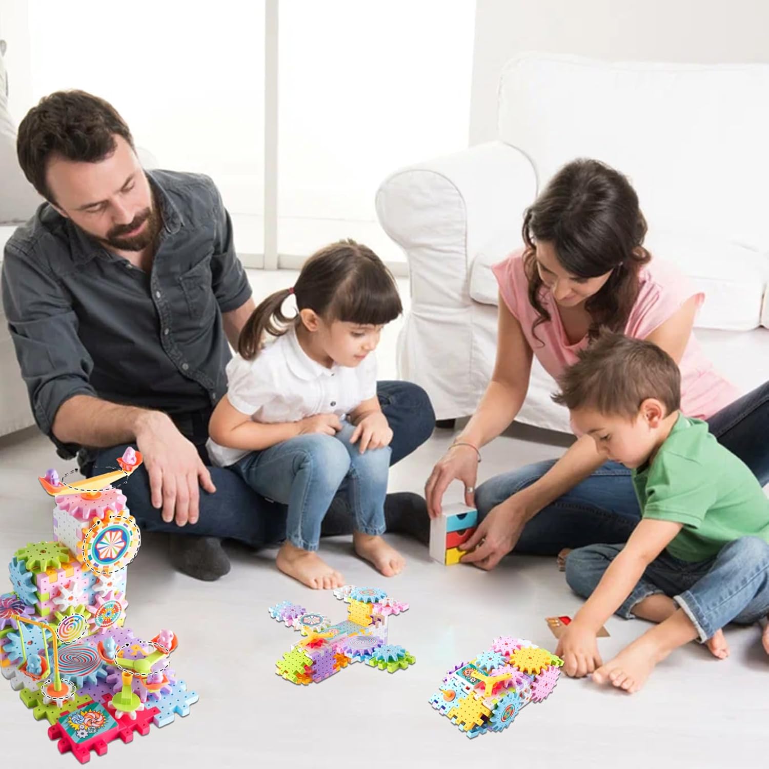 Gear Toy Gears Building Sets for Kids Parent-child Educational Gear Toy Interactive Building Blocks Colorful 83 Pieces DIY Gears Toys for Kids 3+