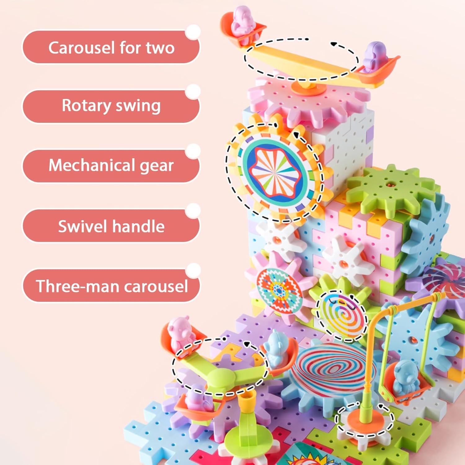 Gear Toy Gears Building Sets for Kids Parent-child Educational Gear Toy Interactive Building Blocks Colorful 83 Pieces DIY Gears Toys for Kids 3+