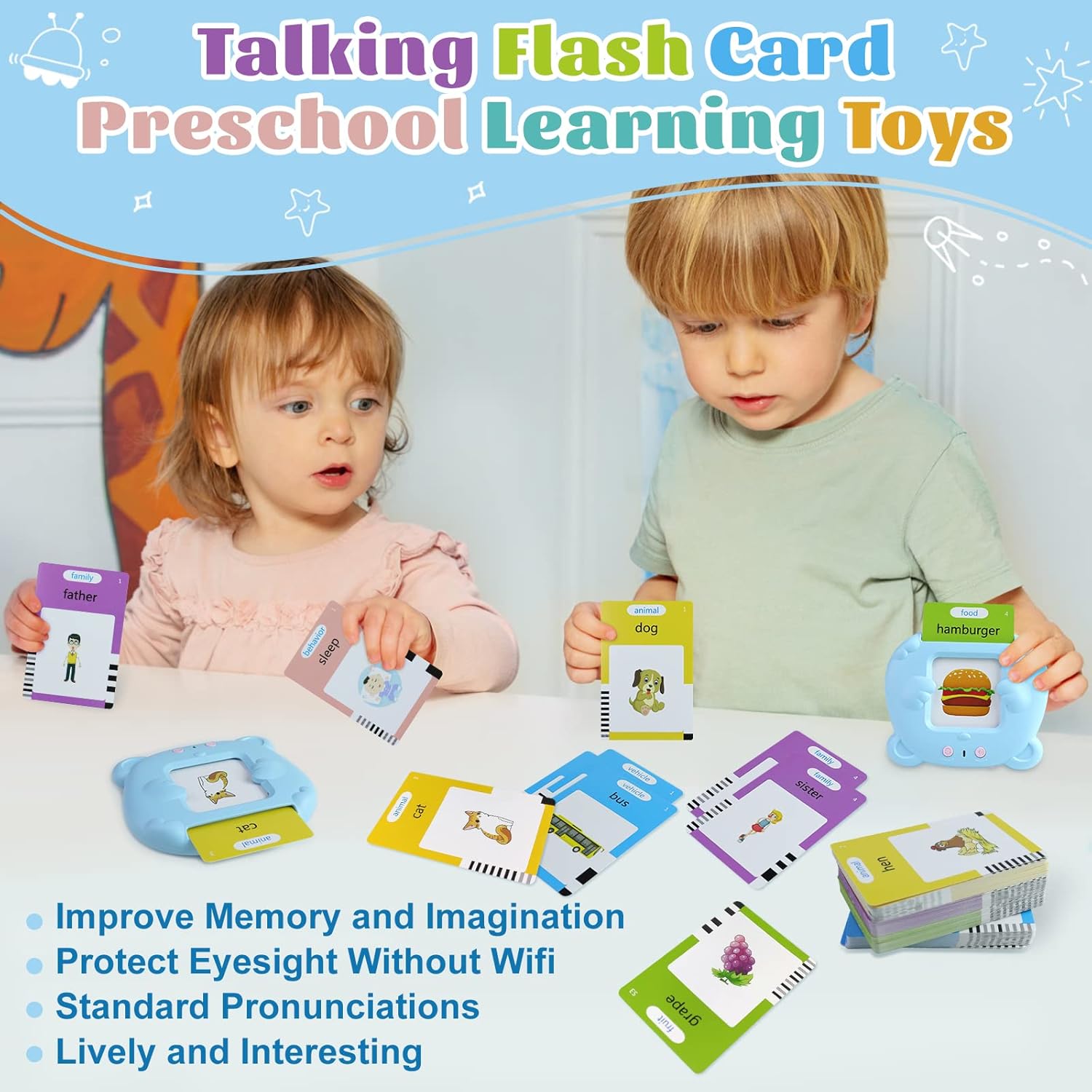 224 Sight Words Talking Flash Cards for Toddlers, Learning Speech Therapy Autism Sensory Toys for Toddlers,Kindergarten Preschool Educational Toys for Kids