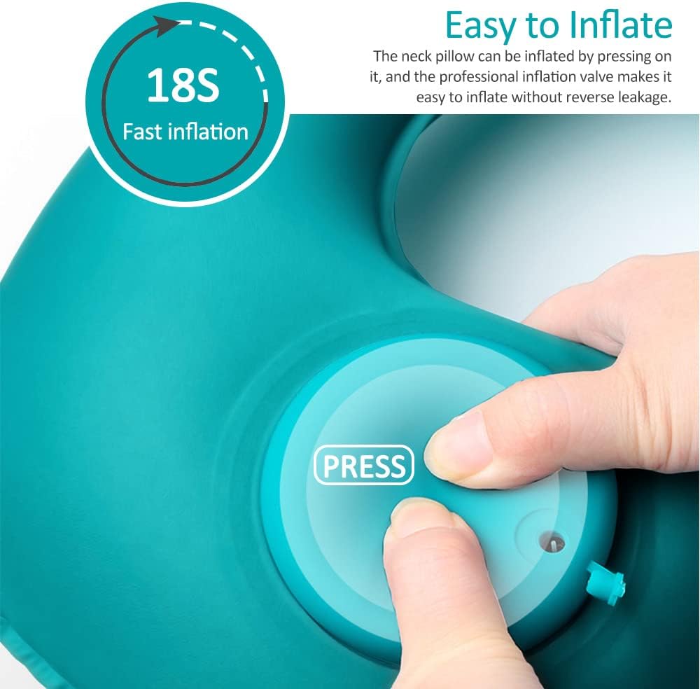 Inflatable Travel Pillow, Adjustable Inflatable Neck Pillow, Portable Inflatable Pillow U-Shaped， for Airplanes,Traveling,Lumbar Support