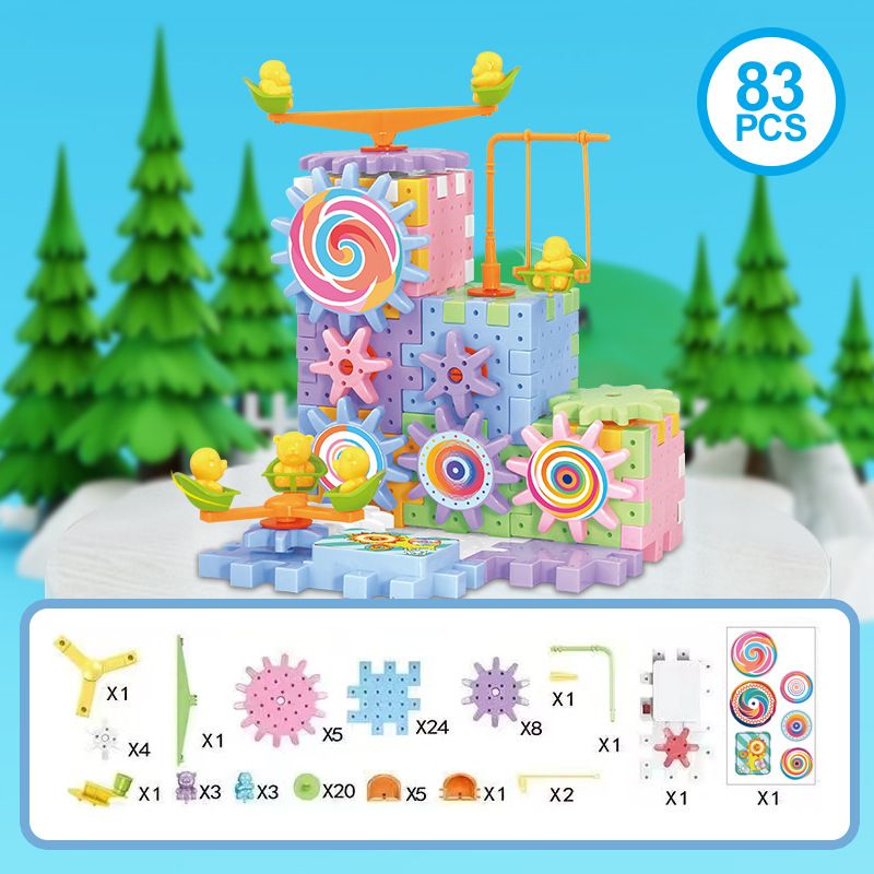 Gear Toy Gears Building Sets for Kids Parent-child Educational Gear Toy Interactive Building Blocks Colorful 83 Pieces DIY Gears Toys for Kids 3+