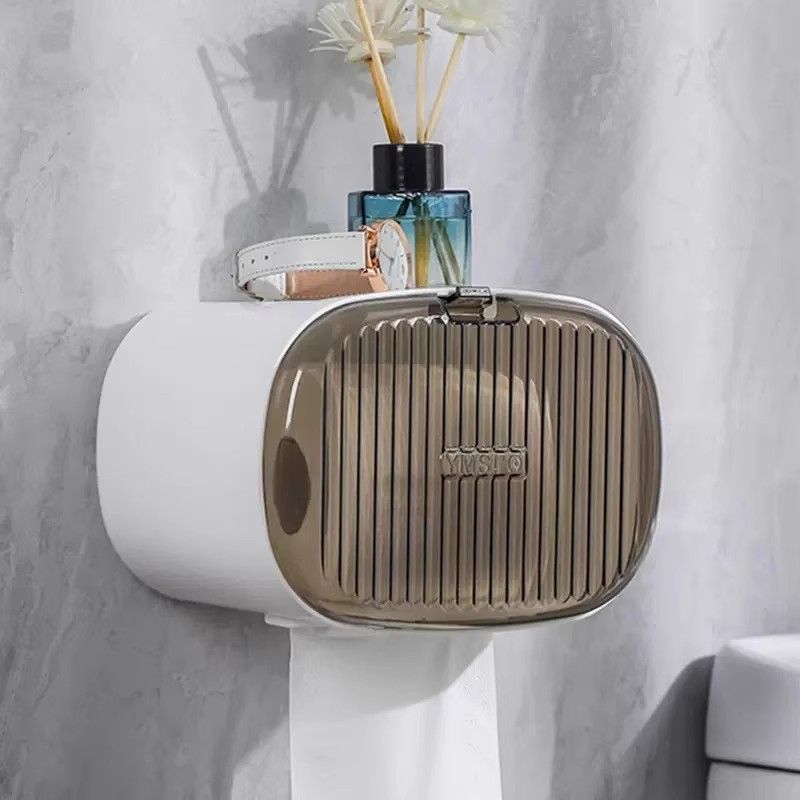 Wall Mounted Toilet Paper Holder Waterproof Tray Roll Tube For Toilet Mobile Phone Storage Shelf Tray Tissue Shelf Bathroom Box