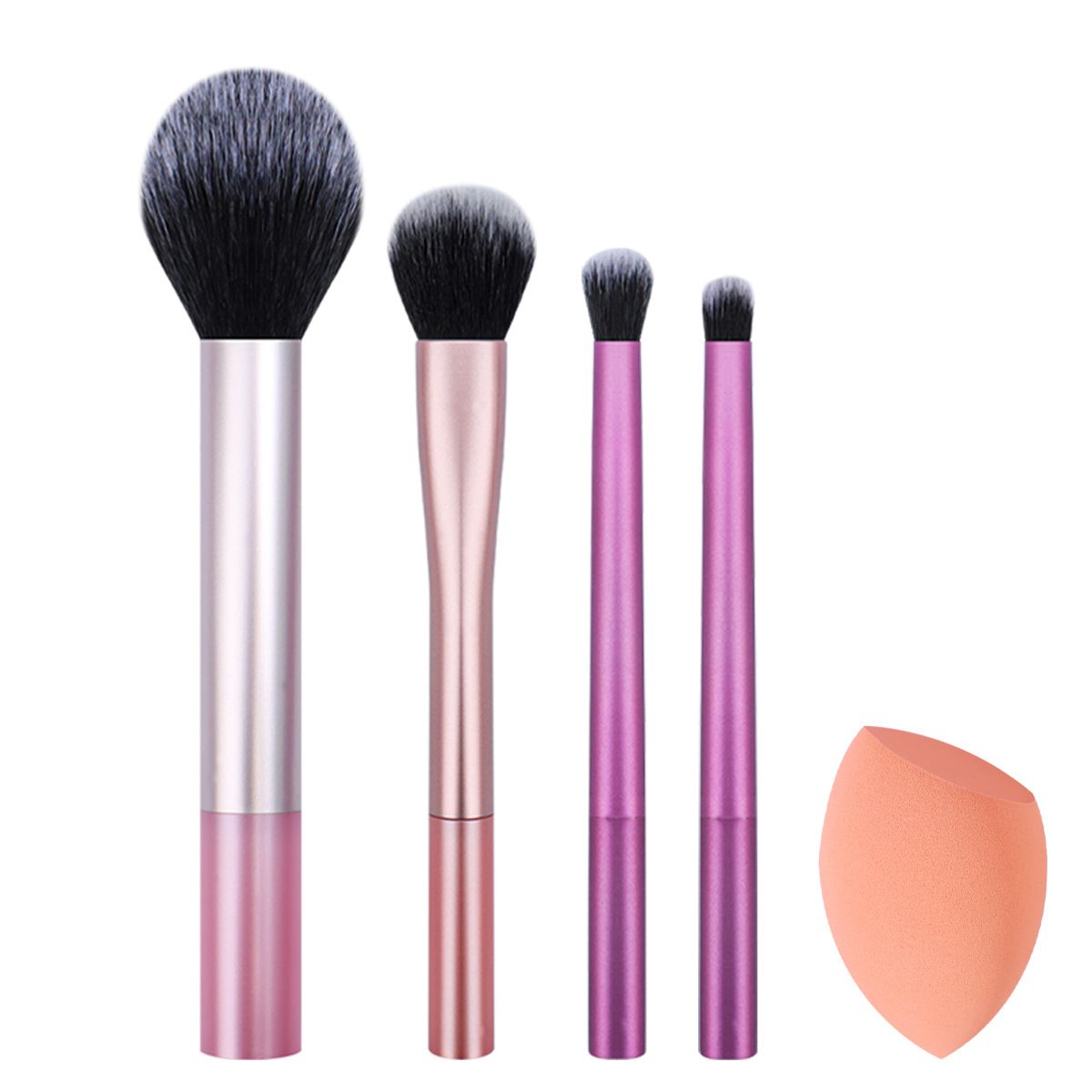 Real Techniques 5 Piece Everyday Essentials Makeup Brush Set, Includes 4 Brushes & Makeup Sponge, For Foundation, Blush, Bronzer, Contour, Eyeshadow, & Powder, Travel Gift Set.