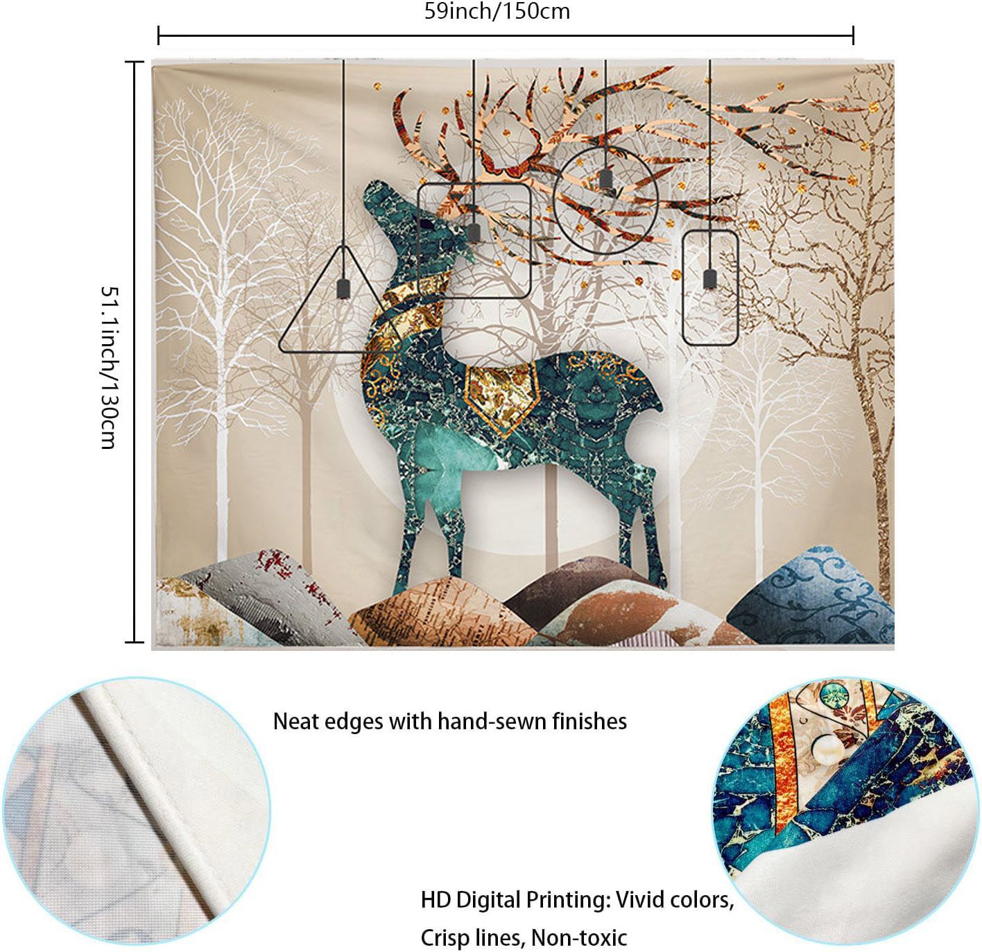 1pcs lucky deer Tapestry  background cloth background wall tapestries home decor murals tapestries beach towels