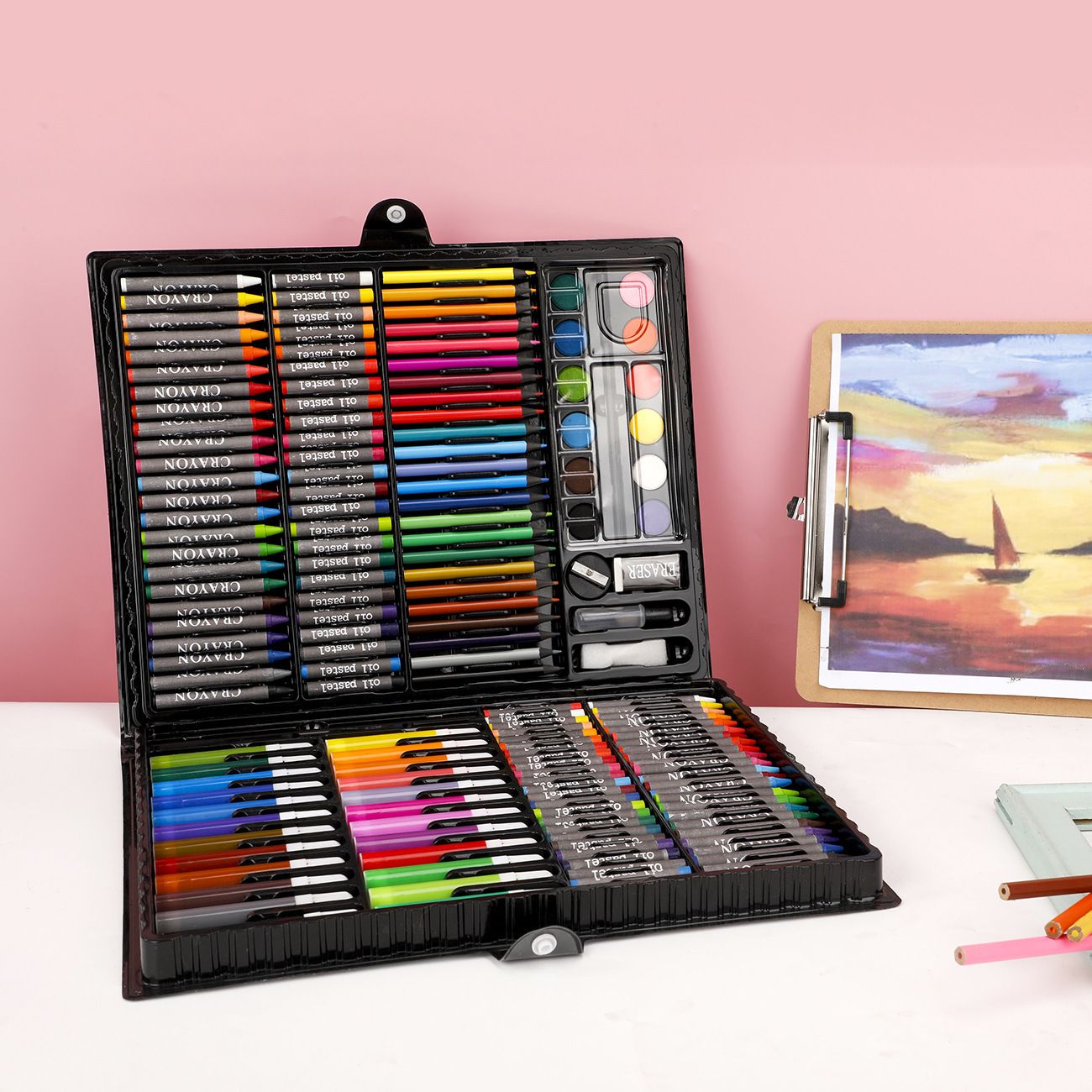 168 pieces Children Art Painting Set  stationery set children paintbrush watercolor pen oil painting stick art painting learning set  Drawing Kit Best Gift for Kids