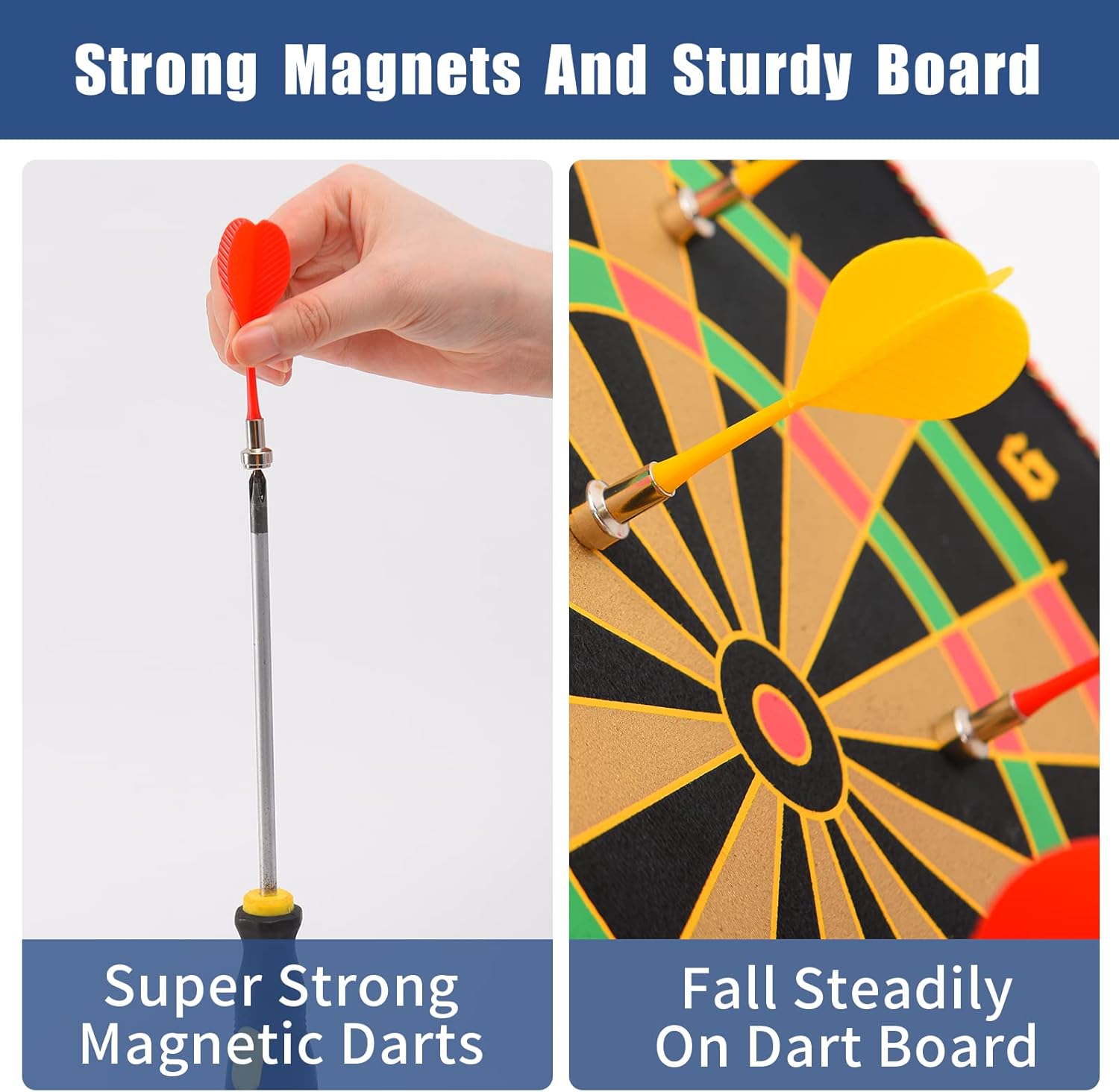 12in Magnetic Dart Board, Indoor Outdoor Dart Games for Kids with 8pcs Magnetic Darts, Safety Toy Games, Rollup Double Sided Board Game Set for Gifts