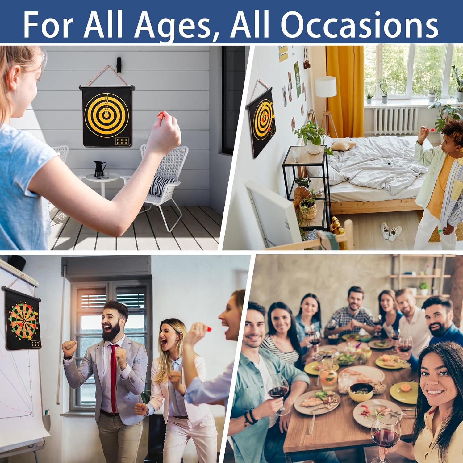 12in Magnetic Dart Board, Indoor Outdoor Dart Games for Kids with 8pcs Magnetic Darts, Safety Toy Games, Rollup Double Sided Board Game Set for Gifts