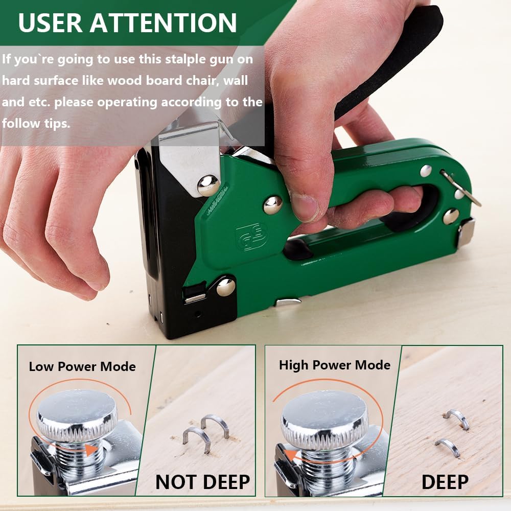 4 in1 Staple Gun Heavy Duty,Upholstery Manual Brad Nailer Power Adjustment Stapler Gun for Wood,Crafts,Carpentry,Decoration DIY (Stapler Gun+800pcs nail+staple remover)