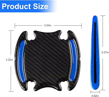 8Pcs Car Door Handle Protector Reflective Sticker,3D Carbon Fiber Universal Door Handle Scratch Protector Cover,Self-Adhesive & Non-Marking,Paint Guard Protective Films (Blue)