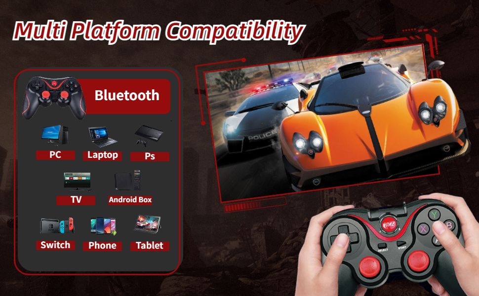 X3  Android Gamepad Controller, Wireless Key Mapping Gamepad Joystick Perfect for Call of Duty & PUBG Mobile & More, Wireless Bluetooth Joystick PC,For Android IOS Phone PC Tablet TV Box