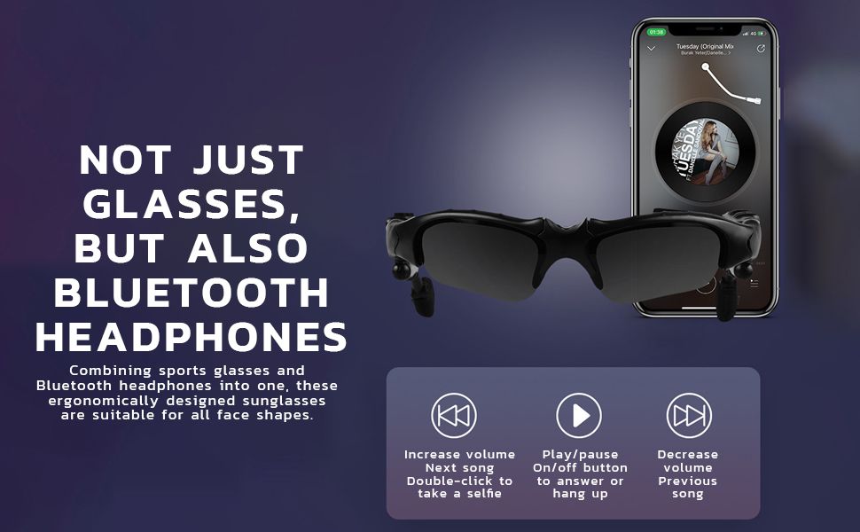 Smart Bluetooth Glasses Cycling Fashion Music Bluetooth Polarized Sunglasses Call Bluetooth Glasses