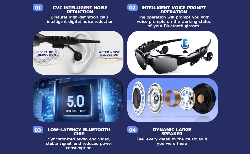 Smart Bluetooth Glasses Cycling Fashion Music Bluetooth Polarized Sunglasses Call Bluetooth Glasses