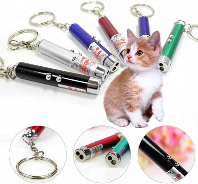 3 PCS Cat Toys Laser Pointer Mini Keychain Laser Pointer LED Flashlight Dog Laser Toy Pet Remote Control Laser，Laser Light Pen Laser Sight High Power Green Blue Red Dot Military Pointer Laser