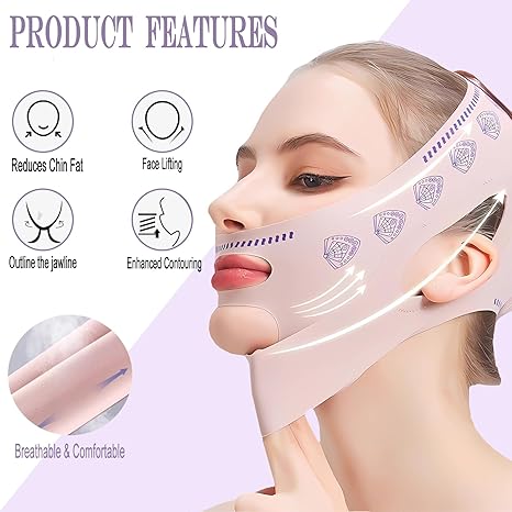 V Line Face Lifting Strap - Chin and Cheek Lifting Bandage for V Face Lift，Chin Cheek Slimming Bandage V Shaper V Line Lifting Mask Face Lifting Anti Wrinkle Strap Band Sleeping Mask Beauty Health
