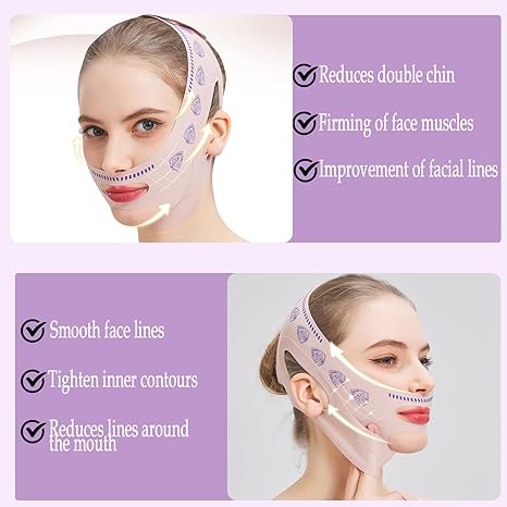 V Line Face Lifting Strap - Chin and Cheek Lifting Bandage for V Face Lift，Chin Cheek Slimming Bandage V Shaper V Line Lifting Mask Face Lifting Anti Wrinkle Strap Band Sleeping Mask Beauty Health