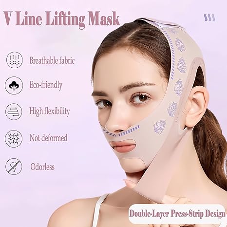 V Line Face Lifting Strap - Chin and Cheek Lifting Bandage for V Face Lift，Chin Cheek Slimming Bandage V Shaper V Line Lifting Mask Face Lifting Anti Wrinkle Strap Band Sleeping Mask Beauty Health