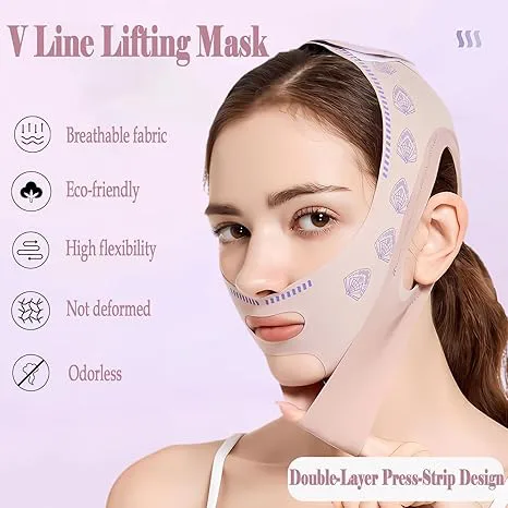 V Line Face Lifting Strap - Chin and Cheek Lifting Bandage for V Face Lift，Chin Cheek Slimming Bandage V Shaper V Line Lifting Mask Face Lifting Anti Wrinkle Strap Band Sleeping Mask Beauty Health