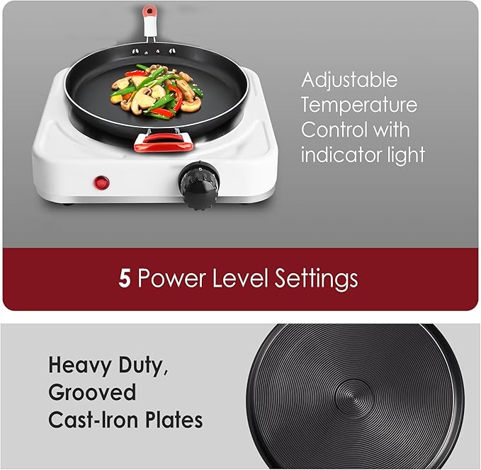 Electric Mini Stove Single Electric Flat Cast Iron Heating Plate 500W Mini Stove Hot Plate Multifunctional Home Heater ，Compact and Portable Countertop Burner。