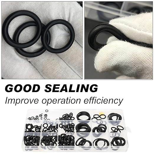 225 Pcs Rubber O-Ring Kit 18 Size Nitrile Rubber O Ring Assortment Set for Car Auto Vehicle Repair Faucet Plumbing Air or Gas Sealing Connections Resist Oil and Heat