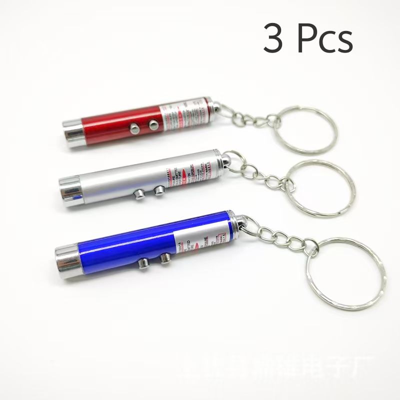 3 PCS Cat Toys Laser Pointer Mini Keychain Laser Pointer LED Flashlight Dog Laser Toy Pet Remote Control Laser，Laser Light Pen Laser Sight High Power Green Blue Red Dot Military Pointer Laser
