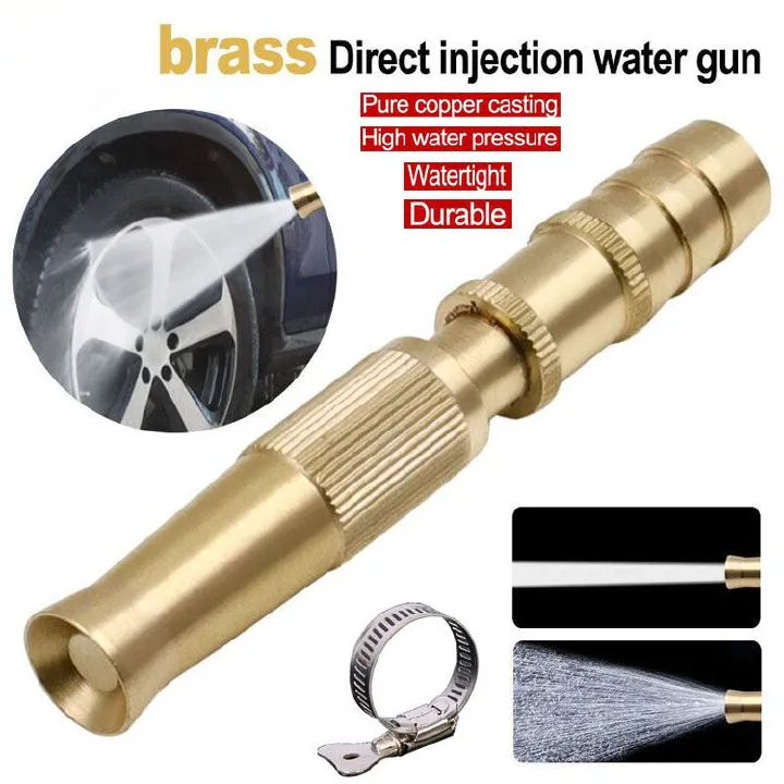 High-Pressure Sprayer Brass Nozzle with Fixed Hose Hoop Flower Garden Watering Hose Nozzle Nozzle Car Wash Watering Nozzle Gardening Brass Nozzle Garden Spray Nozzle  (Without Pipe)