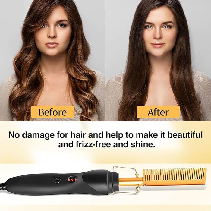 3 in 1 Hot Comb Straightener Electric Hair Straightener Hair Curler Wet Dry Use Hair Flat Irons Hot Heating Comb For Hair，Multi-Functional Hot Comb for 3 in 1 Hot Comb Straightener Electric Hair