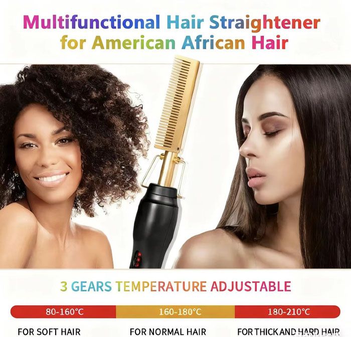 3 in 1 Hot Comb Straightener Electric Hair Straightener Hair Curler Wet Dry Use Hair Flat Irons Hot Heating Comb For Hair，Multi-Functional Hot Comb for 3 in 1 Hot Comb Straightener Electric Hair