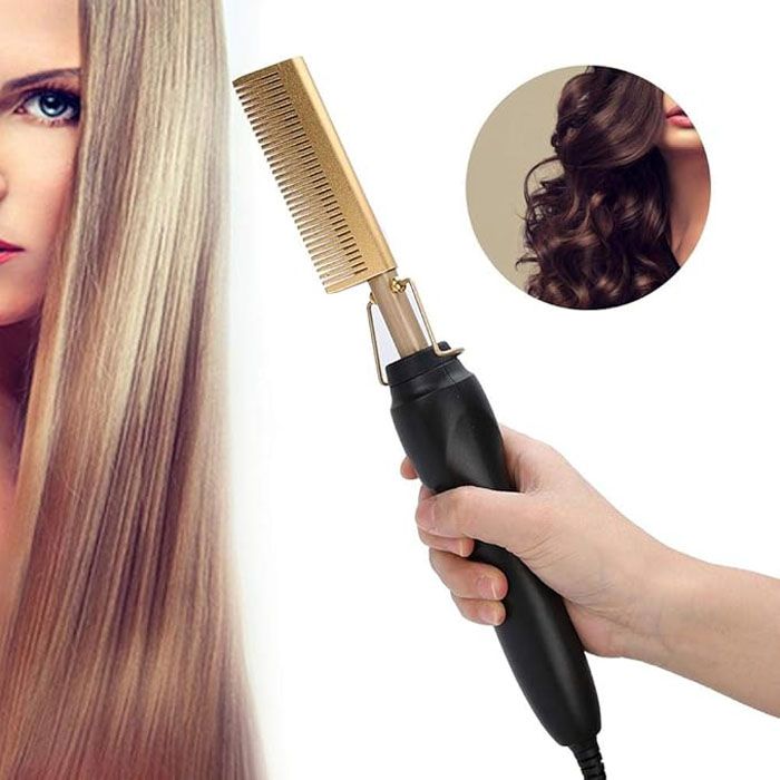 3 in 1 Hot Comb Straightener Electric Hair Straightener Hair Curler Wet Dry Use Hair Flat Irons Hot Heating Comb For Hair，Multi-Functional Hot Comb for 3 in 1 Hot Comb Straightener Electric Hair
