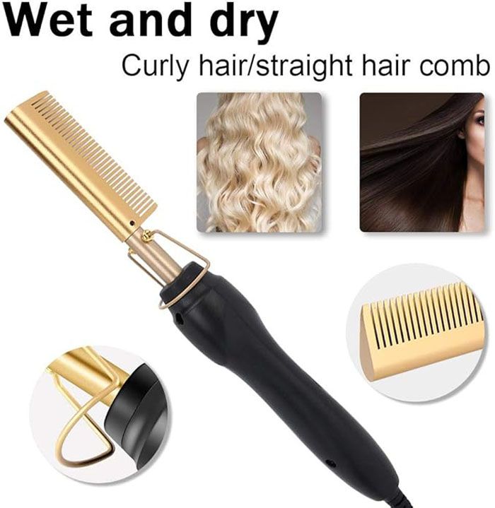 3 in 1 Hot Comb Straightener Electric Hair Straightener Hair Curler Wet Dry Use Hair Flat Irons Hot Heating Comb For Hair，Multi-Functional Hot Comb for 3 in 1 Hot Comb Straightener Electric Hair