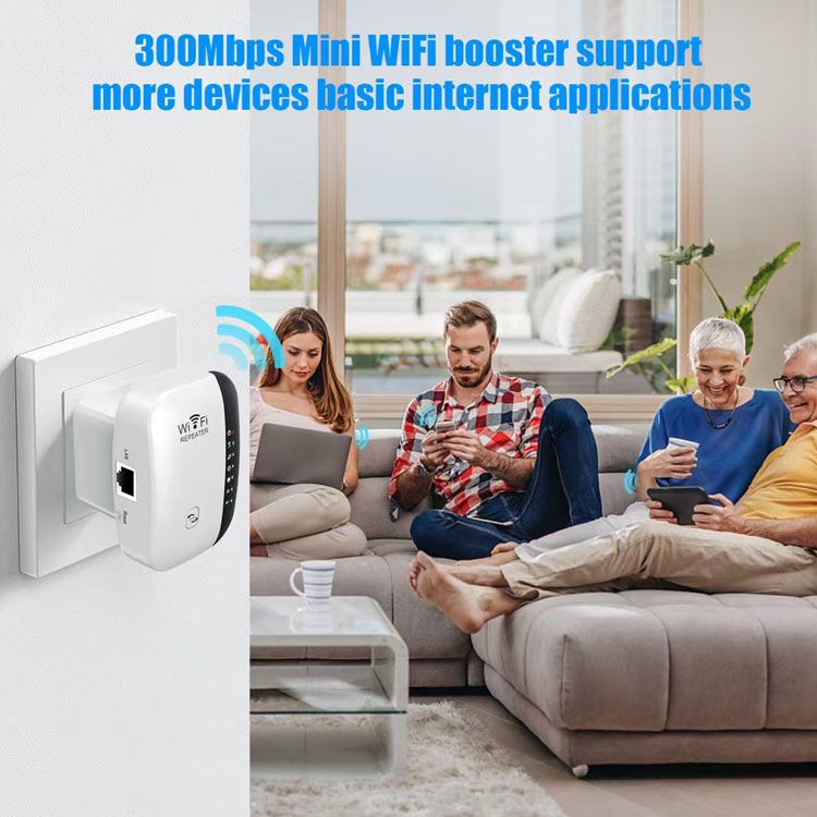 EU Plus,Upgraded Version 300Mbps Wireless WIFI Repeater 2.4G Booster Router WiFi Range Extender,Internet Booster with Ethernet Port,Wireless WIFI Repeater  for PC