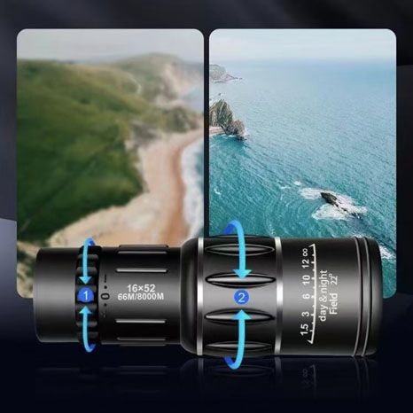 16x52 HD Monocular Telescope for Adults & Kids – High Power Compact Scope with BAK-4 Prism & FMC Lens – Waterproof, Lightweight Monocular for Bird Watching, Hunting, Hiking, Travel & Gifts